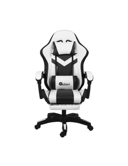 Oikiture Gaming Office Chair Massage Racing RGB LED Recliner Computer Footrest