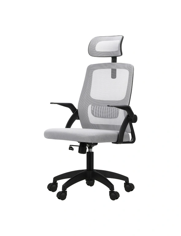Oikiture Mesh Office Chair Executive Fabric Gaming Seat Racing Tilt Computer White, hi-res image number null