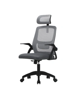 Oikiture Mesh Office Chair Executive Fabric Gaming Seat Racing Tilt Computer Dark Grey&Black