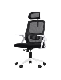 Oikiture Mesh Office Chair Executive Fabric Gaming Seat Racing Tilt Computer 1 White&Black