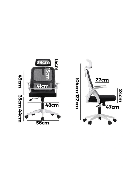 Oikiture Mesh Office Chair Executive Fabric Gaming Seat Racing Tilt Computer 1 White&Black, hi-res image number null