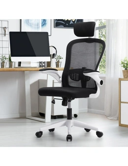 Oikiture Mesh Office Chair Executive Fabric Gaming Seat Racing Tilt Computer Black&White