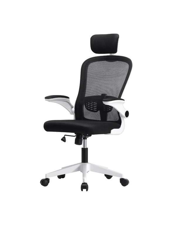 Oikiture Mesh Office Chair Executive Fabric Gaming Seat Racing Tilt Computer Black&White, hi-res image number null
