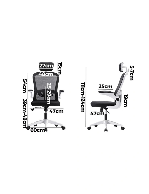 Oikiture Mesh Office Chair Executive Fabric Gaming Seat Racing Tilt Computer Black&White, hi-res image number null