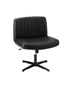 Oikiture Mid Back Armless Office Desk Chair Wide Seat PU Leather Black, hi-res