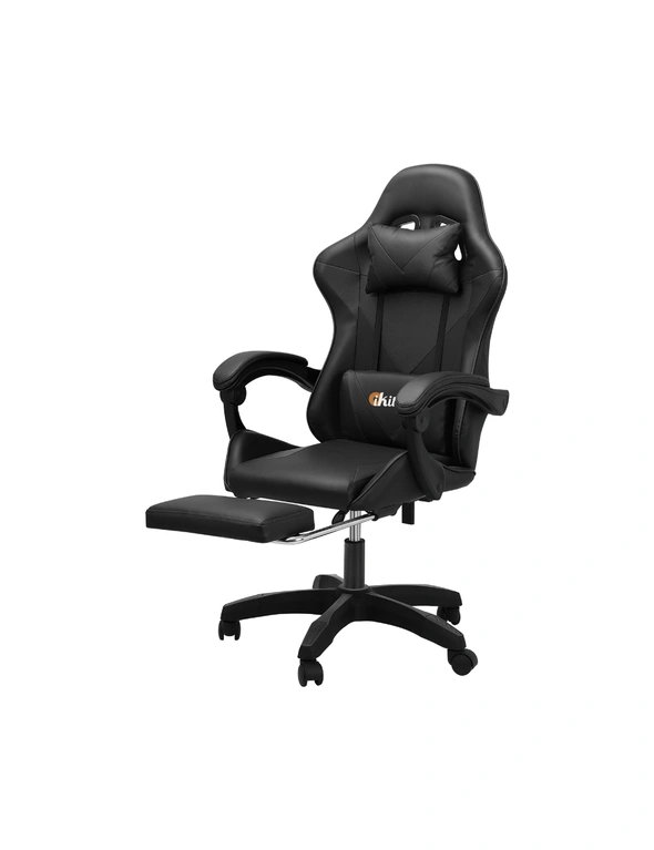 Oikiture Gaming Chair Massage Racing Recliner Office PU Leather with Footrest, hi-res image number null