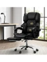 Oikiture Massage Office Chair Recliner Racing Computer Chairs PU Executive Footrest Black, hi-res