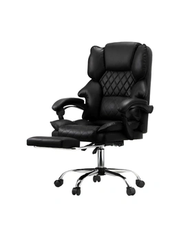 Oikiture Massage Office Chair Recliner Racing Computer Chairs PU Executive Footrest Black