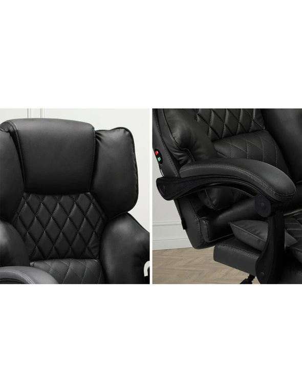 Oikiture Massage Office Chair Recliner Racing Computer Chairs PU Executive Footrest Black, hi-res image number null