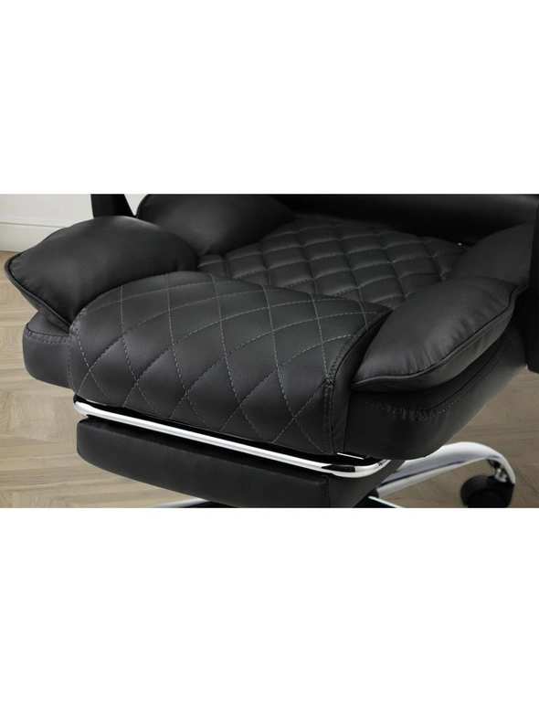 Oikiture Massage Office Chair Recliner Racing Computer Chairs PU Executive Footrest Black, hi-res image number null