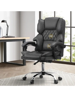 Oikiture Massage Office Chair Executive Computer Racer PU Leather Seat Recliner Grey