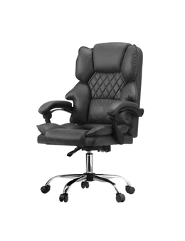 Oikiture Massage Office Chair Executive Computer Racer PU Leather Seat Recliner Grey
