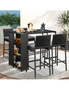 Livsip Outdoor Dining Set Patio Furniture Rattan Bar Table Chairs Bar Stools Set, hi-res