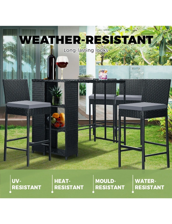 Livsip Outdoor Dining Set Patio Furniture Rattan Bar Table Chairs Bar Stools Set, hi-res image number null