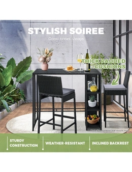 Livsip Outdoor Rattan Bar Stools Patio Dinning Chairs Cafe Garden Furniture 2X