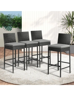 Livsip Garden Bar Stools Rattan Dinning Chairs Cafe Outdoor Patio Chairs 4X
