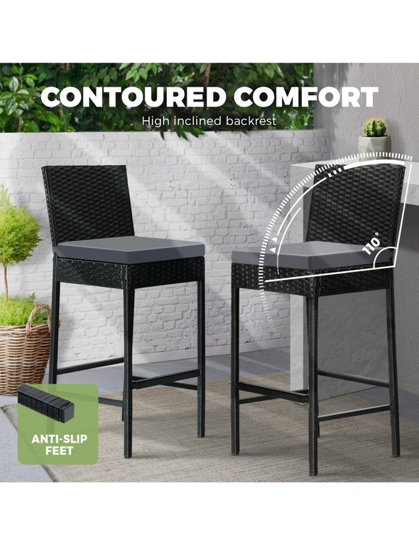 Livsip Garden Bar Stools Rattan Dinning Chairs Cafe Outdoor Patio Chairs 4X, hi-res image number null
