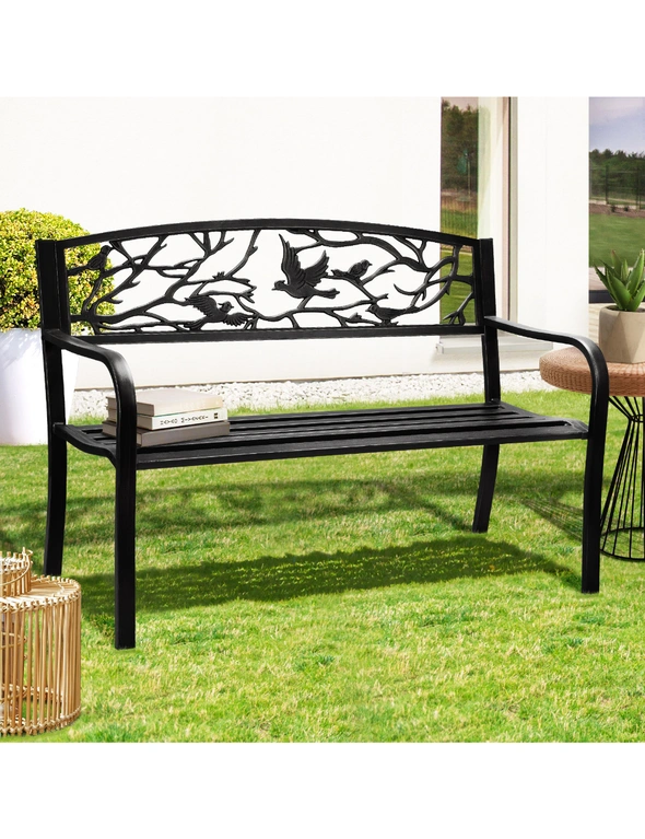 Livsip Garden Bench Seat Outdoor Chair Furniture Backyard Patio Bird Pattern, hi-res image number null