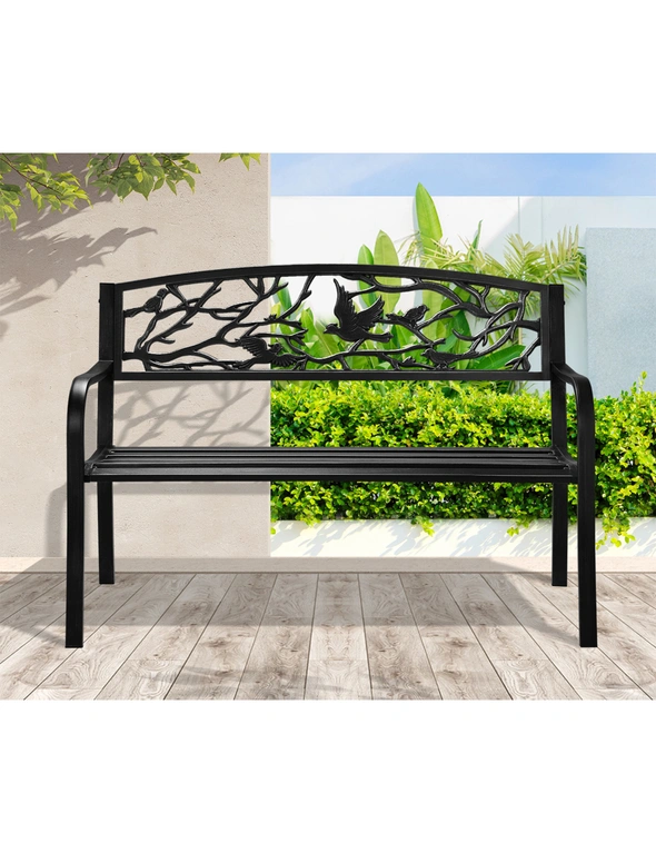 Livsip Garden Bench Seat Outdoor Chair Furniture Backyard Patio Bird Pattern, hi-res image number null