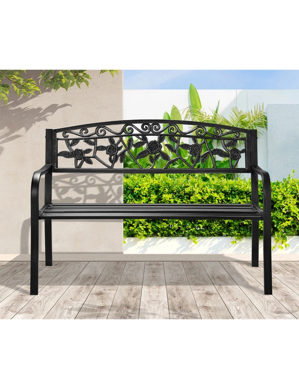 Livsip Garden Bench Seat Outdoor Furniture Patio Park Backyard Chair Black, hi-res image number null