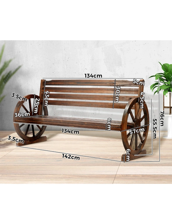Livsip Garden Bench 3 Seater Outdoor Furniture Wooden Wagon Chair Patio Lounge, hi-res image number null