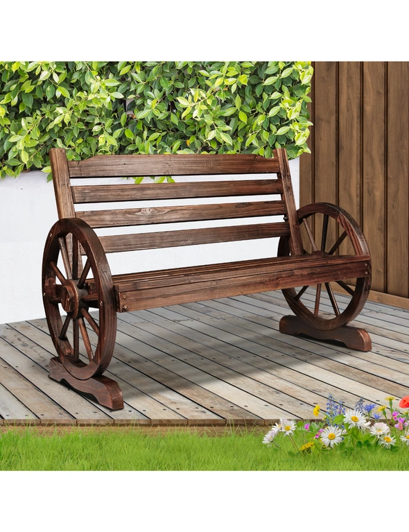 Livsip Wooden Garden Bench Wagon Chair Seat Outdoor Patio Furniture Lounge Wheel, hi-res image number null