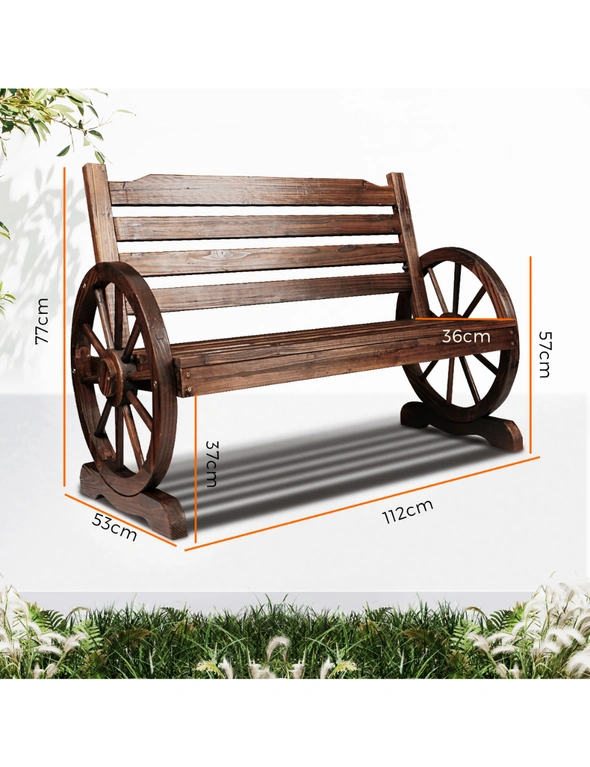 Livsip Wooden Garden Bench Wagon Chair Seat Outdoor Patio Furniture Lounge Wheel, hi-res image number null