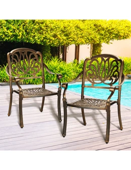 Livsip Outdoor Dining Chairs Cast Aluminium Patio Garden Furniture Set of 2