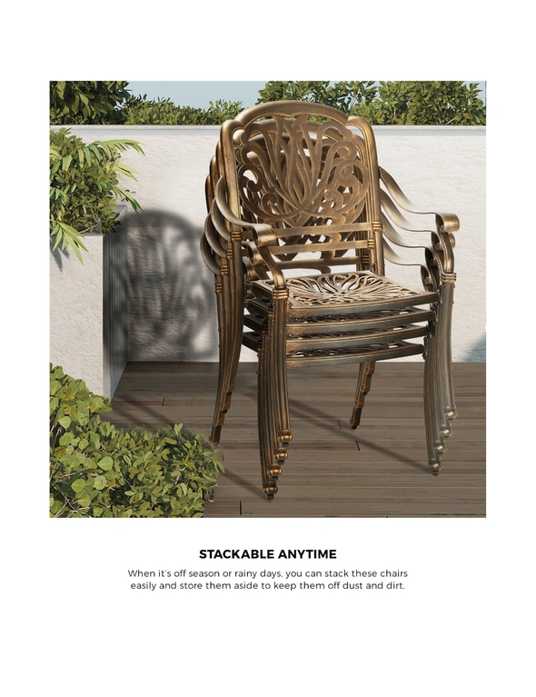 Livsip Outdoor Dining Chairs Cast Aluminium Patio Garden Furniture Set of 2, hi-res image number null