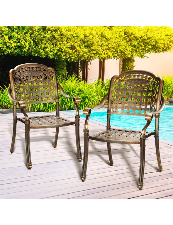 Livsip Outdoor Furniture Dining Chairs Cast Aluminium Garden Patio Chairs x2, hi-res image number null