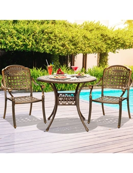 Livsip 3 Piece Outdoor Dining Chairs Bistro Set Cast Aluminium Patio Furniture