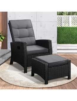 Livsip Outdoor Recliner Chairs Sun Lounge Wicker Sofa Patio Furniture Garden