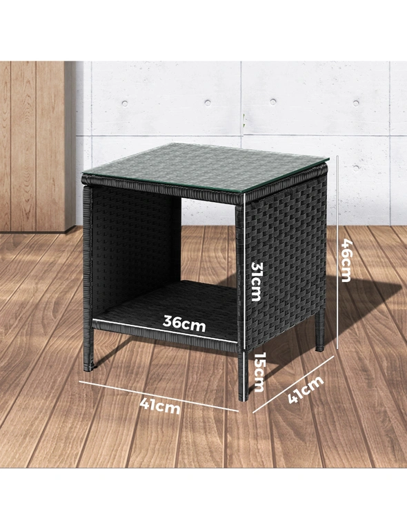 Livsip Garden Table Rattan Cafe Table Outdoor Garden Furniture Side Table, hi-res image number null