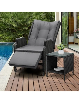 Livsip Outoodr Recliner Chair & Table Sun Lounge Outdoor Furniture Patio Setting