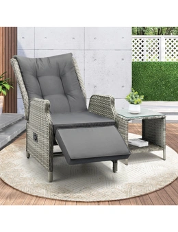 Livsip Outoodr Recliner Chair Sun Lounge & Table Set utdoor Furniture Patio Sofa