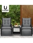 Livsip Sun Lounge Outdoor Recliner Chair &Table Outdoor Furniture Patio Set of 3, hi-res