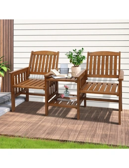 Livsip Wooden Garden Bench Chair & Table Loveseat Outdoor Furniture Patio
