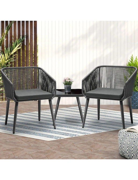 Livsip Outdoor Furniture 3 Piece Lounge Setting Chairs Side Table Bistro Set Patio, hi-res image number null