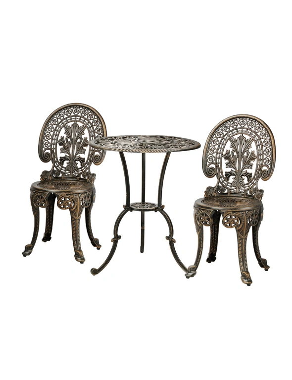 Livsip Outdoor Furniture Bistro Set 3pcs Chair Table Cast Aluminium Patio Garden, hi-res image number null
