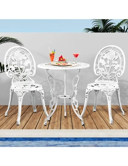 Livsip Outdoor Setting 3 Piece Bistro Chairs Table Set Cast Aluminum Patio Rose