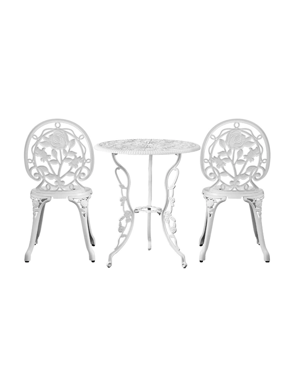 Livsip Outdoor Setting 3 Piece Bistro Chairs Table Set Cast Aluminum Patio Rose, hi-res image number null