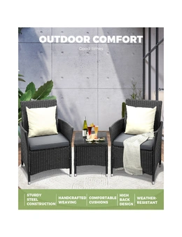 Livsip Outdoor Furniture 3 Piece Wicker Bistro Set Patio Chairs Table Garden