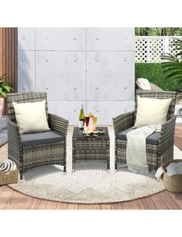 Livsip Outdoor Furniture Setting 3 Piece Wicker Bistro Set Patio Chairs Table