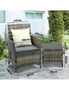 Livsip Outdoor Furniture Setting 3 Piece Wicker Bistro Set Patio Chairs Table, hi-res