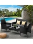 Livsip 4PCS Outdoor Furniture Setting Patio Garden Table Chair Set Wicker Sofa, hi-res