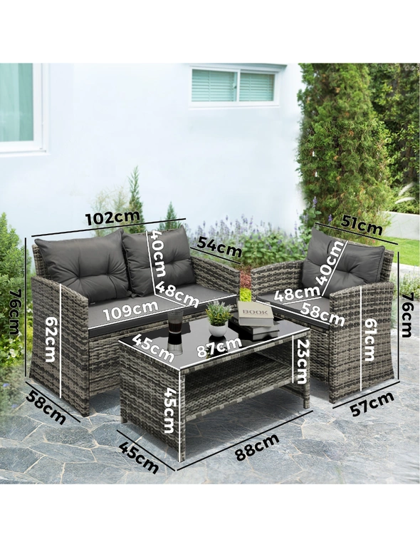 Livsip Outdoor Lounge Set Patio Furniture Dining Chairs Wicker Table  4 Piece, hi-res image number null