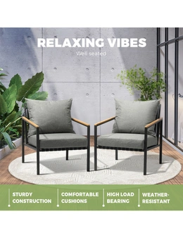 Livsip Outdoor Lounge Chairs Patio Furniture Garden Sofa with Cushions Set of 2