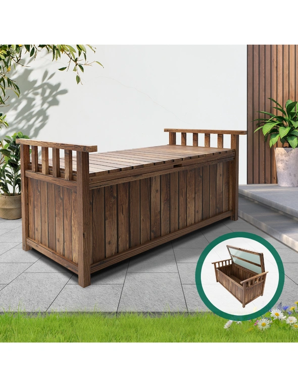 Livsip Outdoor Storage Box Garden Bench Wooden Chest Toy Tool Cabinet Furniture, hi-res image number null
