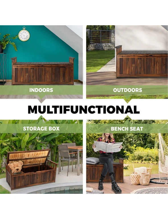 Livsip Outdoor Storage Box Garden Bench Wooden Chest Tool Container Cabinet XL, hi-res image number null