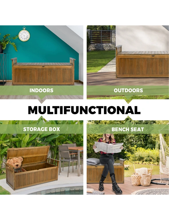 Livsip Outdoor Storage Box Garden Bench Wooden Container Chest Toy Cabinet XL, hi-res image number null
